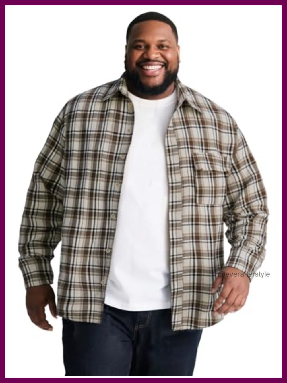 Big and Tall Men's Flannel Shirt Long Sleeve Plaid Button Down